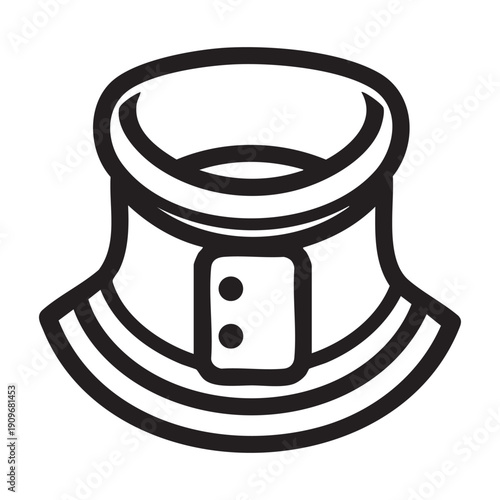 A black and white drawing of a top hat