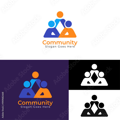 Tableau sur toile Diversity Unity Logo – Abstract People Triangle Icon