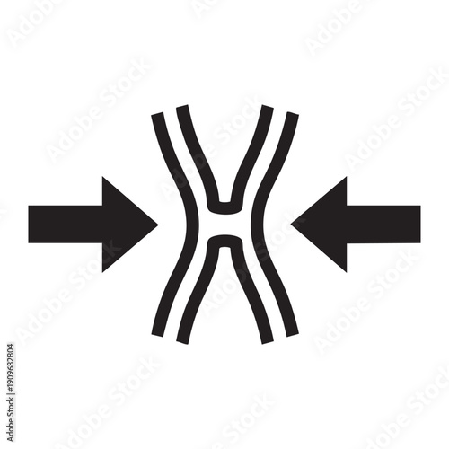 A black and white image of a chromosome with arrows on either side