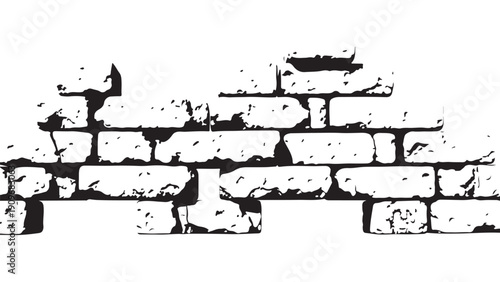 An old, crumbling brick wall with broken and missing bricks.
