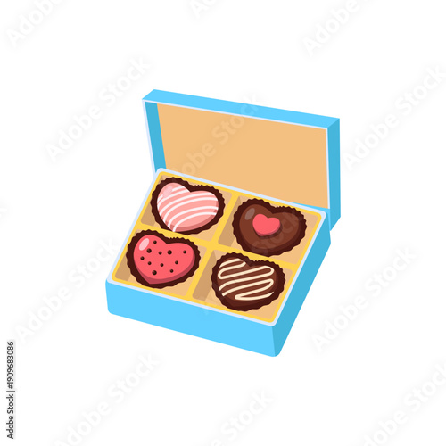 Assorted Heart Shaped Chocolates in a Blue Gift Box