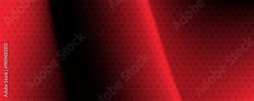 Red geometric polygons background, hexagon symbol, abstract black metallic wallpaper, vector illustration