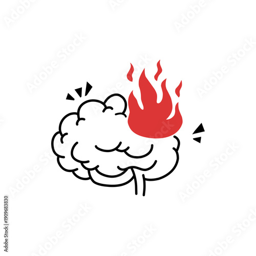 Brain on Fire Icon Representing Extreme Burnout and Mental Overload