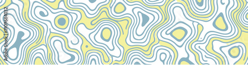 Abstract wavy pattern illustration featuring yellow, blue, and white swirling shapes, viewed from directly above, creating a dynamic and modern design element.