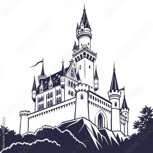 Majestic castle perched on a cliff overlooking the sea