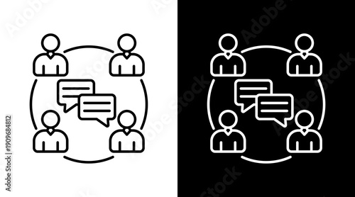 Communication white icon set design