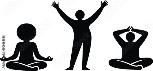 Relaxation Calm Human Silhouette Vector – Meditation and Mindfulness Concept EPS