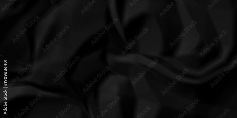 Fototapeta premium Crumple crushed black paper obsolete rumple craft design. wrinkle ripped creased crumple aged closeup recycled document grunge paper background.