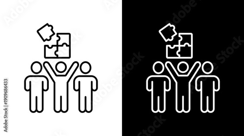 Team Building  White Icon Set Design