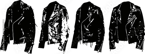 black leather biker jackets collection fashion outerwear with zippers and collars stylish casual wear for men and women