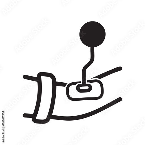 A black and white drawing of a gearshift