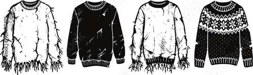 hand drawn winter sweaters collection various knitted warm clothing designs with patterns