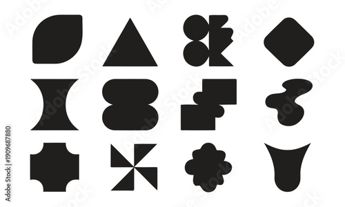 Abstract geometric shapes in various forms and styles