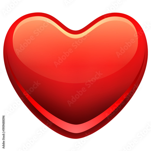 Glossy vibrant red heart icon with subtle shading and highlights isolated on a clean white background perfect for romance or digital design elements