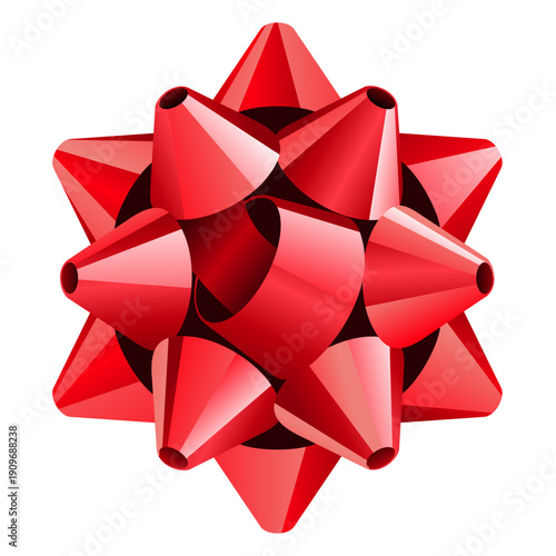 Vibrant glossy red gift wrapping bow illustration isolated on a white background showcasing festive celebration and holiday present decoration elements perfect for seasonal design projects