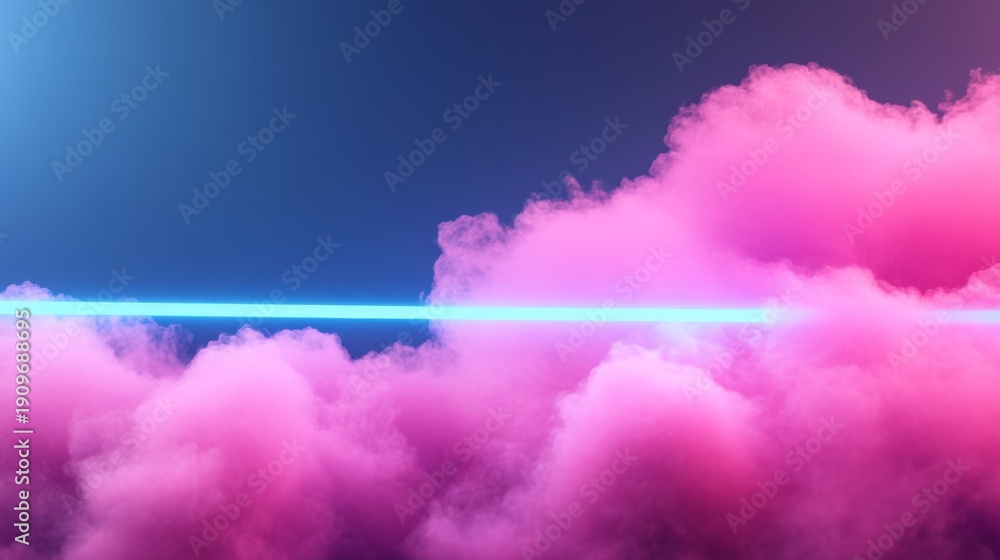 Fototapeta premium Electrifying rose nebula with blue lightning and cosmic clouds