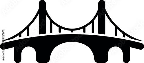 Minimalist black and white bridge illustration vector design for travel architecture and urban concept