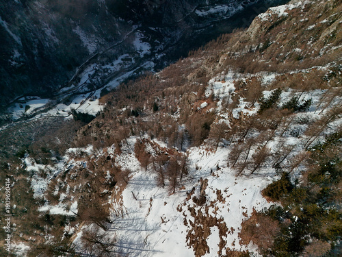 Wallpaper Mural Chamois alpine village aerial view in winter season Torontodigital.ca