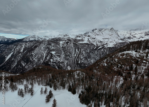 Wallpaper Mural Chamois alpine village aerial view in winter season Torontodigital.ca