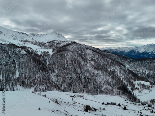 Wallpaper Mural Chamois alpine village aerial view in winter season Torontodigital.ca