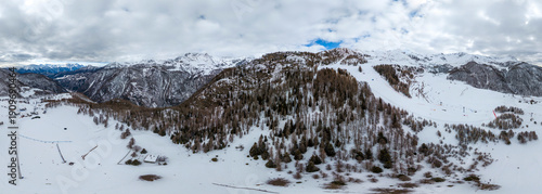 Wallpaper Mural Chamois alpine village aerial view in winter season Torontodigital.ca