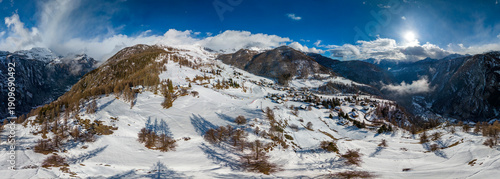 Wallpaper Mural Chamois alpine village aerial view in winter season Torontodigital.ca
