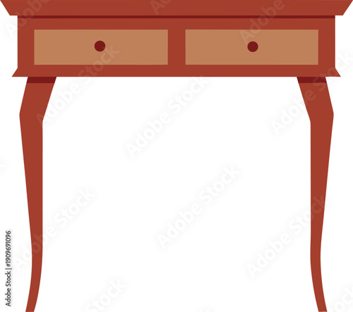 Simple wooden console table with drawers illustration