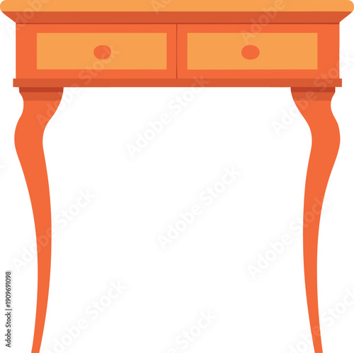 Vintage wooden console table with drawers illustration
