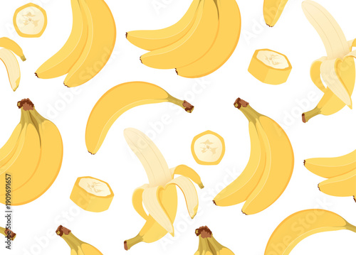 Banana seamless pattern. Banana background. Bright summer pattern.