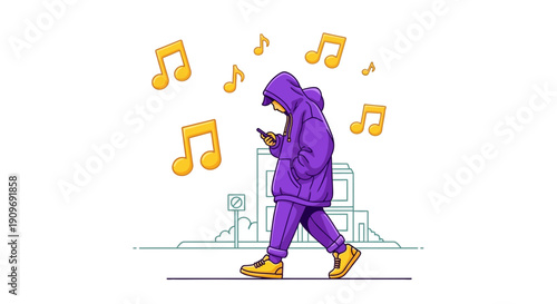 Person Listening to Music on Phone.