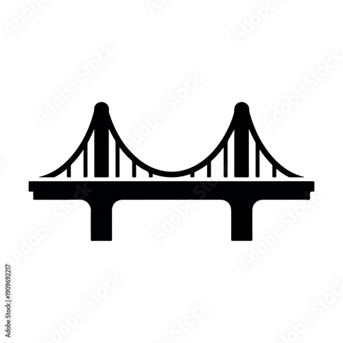 Modern black and white bridge illustration isolated on white background minimalist design architecture vector