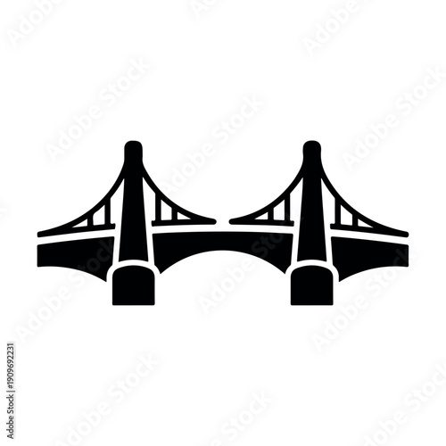 Modern black and white bridge illustration isolated on white background architectural design vector graphic