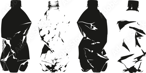 crushed plastic bottles isolated on white background waste recycling and environmental pollution concept