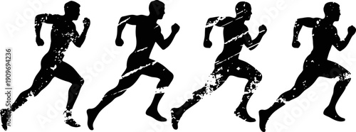 silhouettes of runner in motion four dynamic sprinting figures showing speed and athletic power