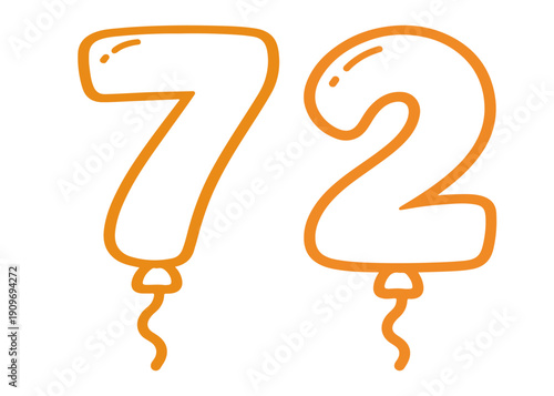 72 number balloon icon vector on a white background
Colored vector number balloon