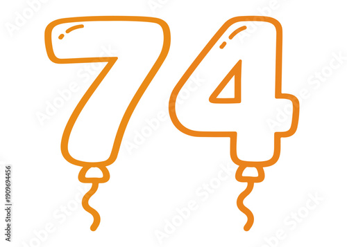74 number balloon icon vector on a white background
Colored vector number balloon