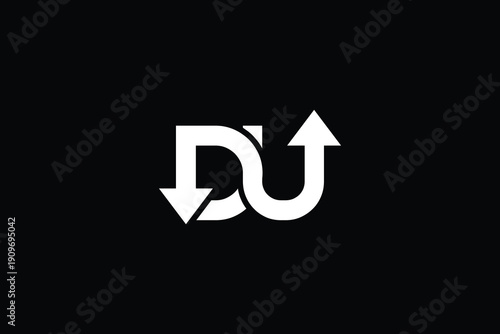 Letter D and U Monogram Logo with Up and Down Arrow Concept for Business and Finance Branding
