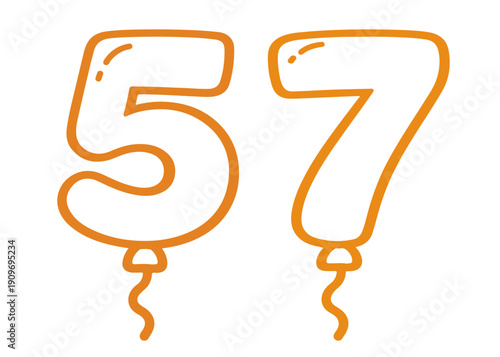 57 number balloon icon vector on a white background
Colored vector number balloon