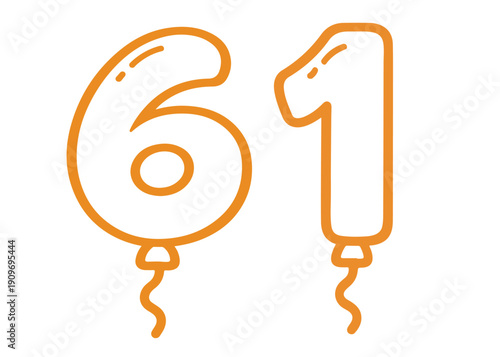 61 number balloon icon vector on a white background
Colored vector number balloon