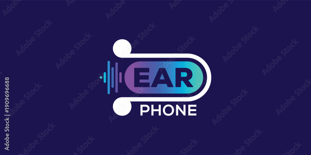 Fototapeta premium Modern Earphone Logo Design for Music and Audio Technology Branding