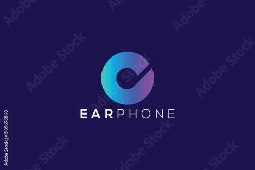 Modern Earphone Logo Design for Music and Audio Technology Branding