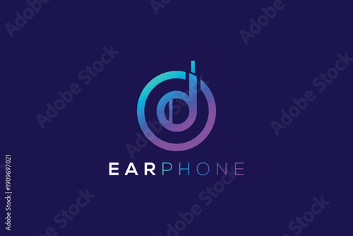 Modern Earphone Logo Design for Music and Audio Technology Branding