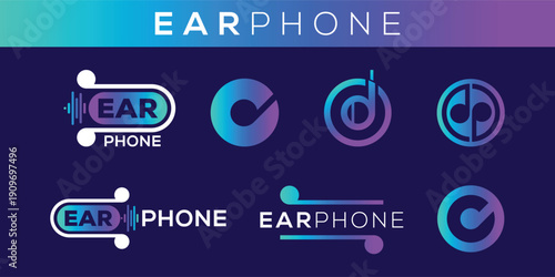 Modern Earphone Logos Collection for Music and Audio Technology Branding