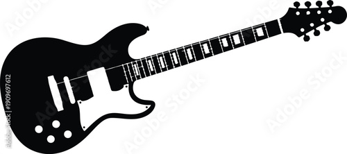 A black and white silhouette illustration of a Fender Telecaster electric guitar against a white background.