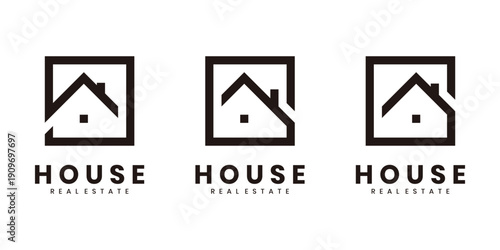 Minimal real estate logo with house icon