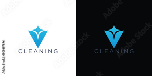 Modern Letter V Cleaning Logo Design for Housekeeping and Janitorial Branding