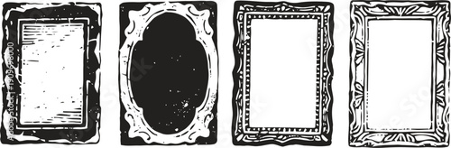 Vintage ornate black and white frames collection in various rectangular and oval shapes