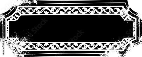 vintage decorative rectangular frame with grunge texture and ornamental design