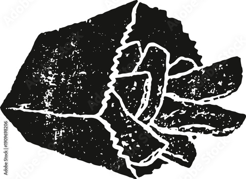 Vintage black and white illustration of dried fish wrapped in paper