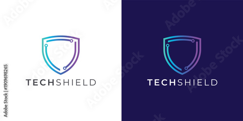 Modern Tech Shield Logo Design for Cyber Security and Digital Protection Branding